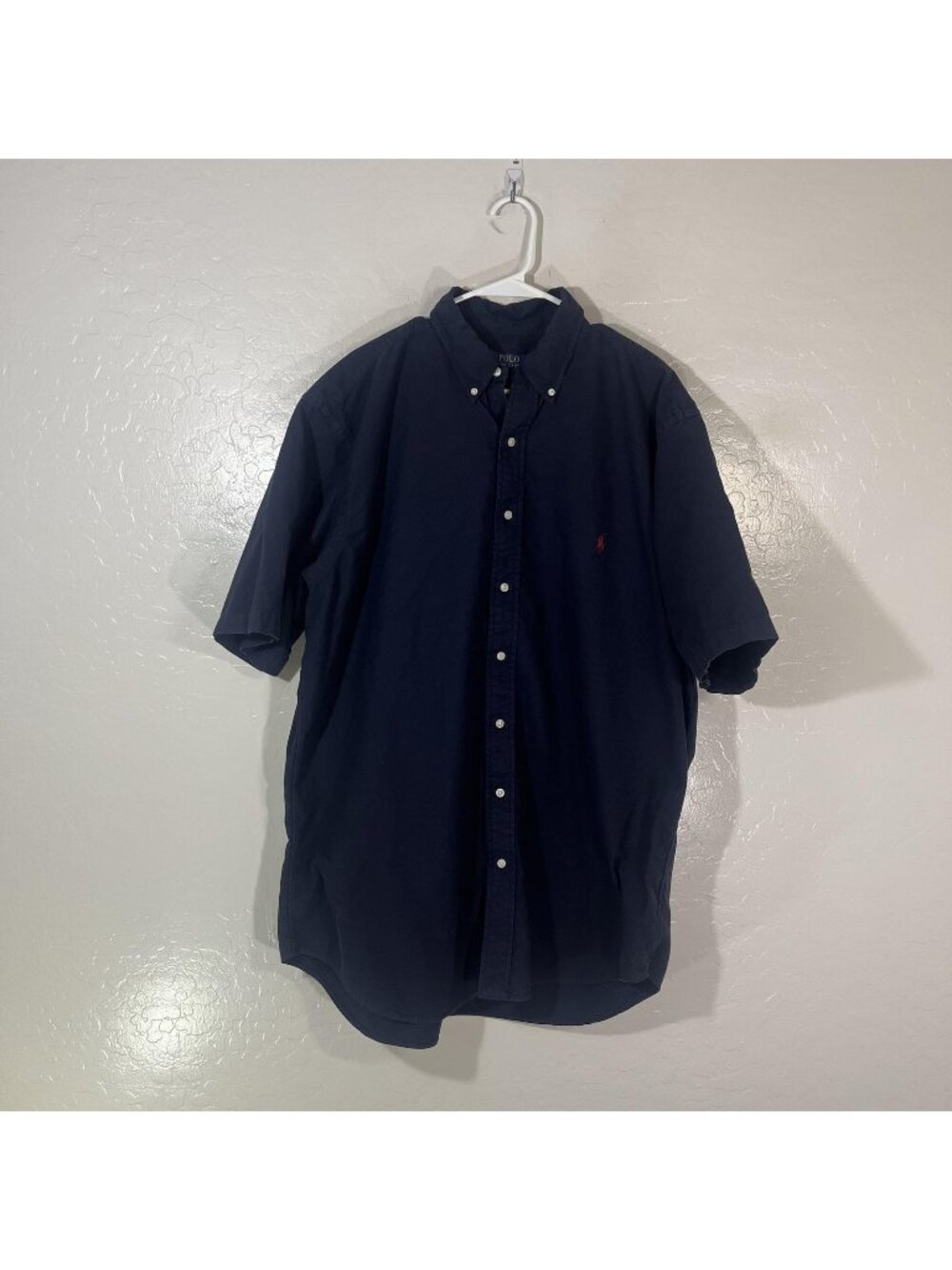 Polo Ralph Lauren Shirt Mens XLT Blue Solid Short Sleeve Button Up Big Tall